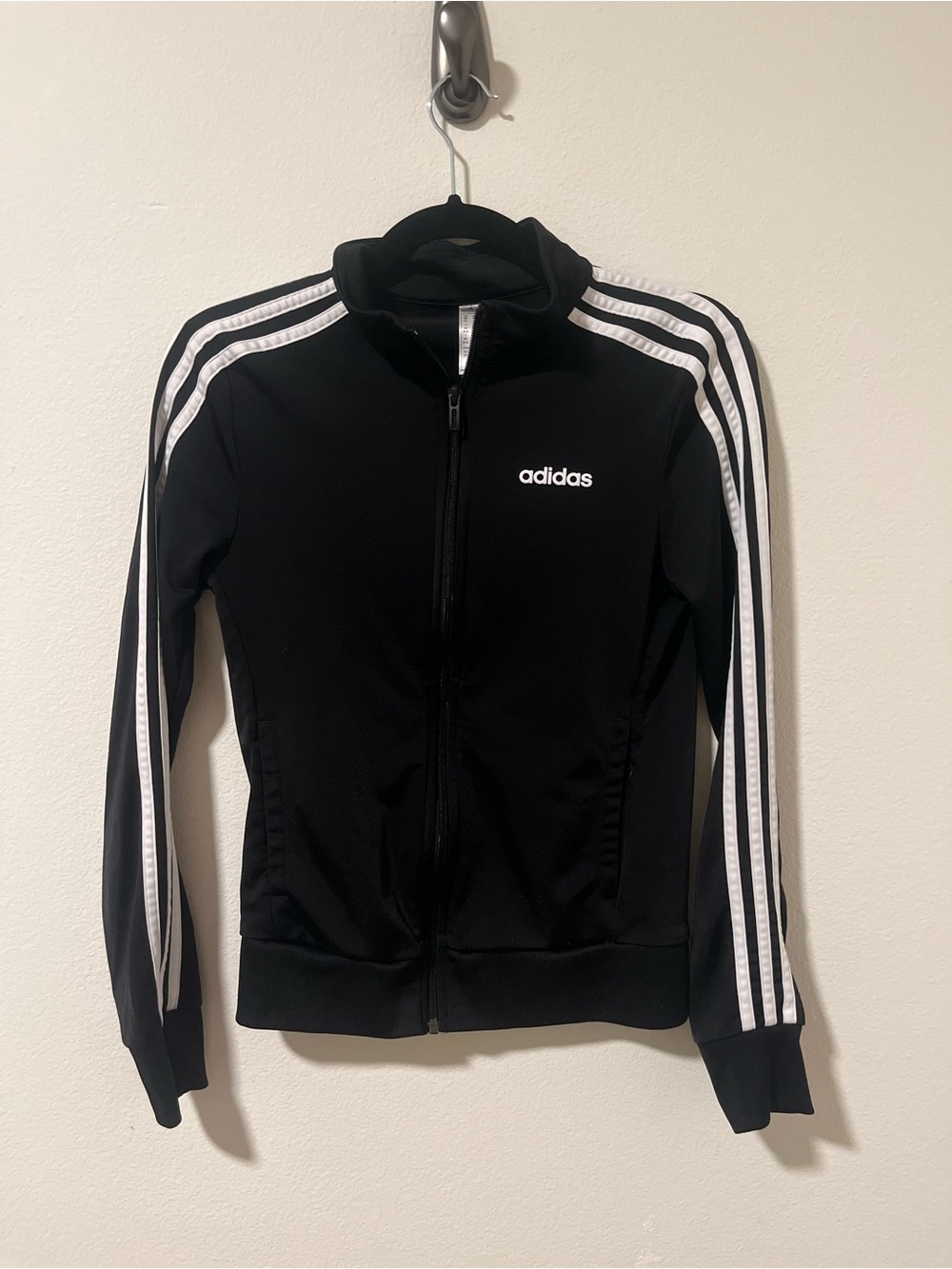 Addidas fitted zip up with classic white stripes